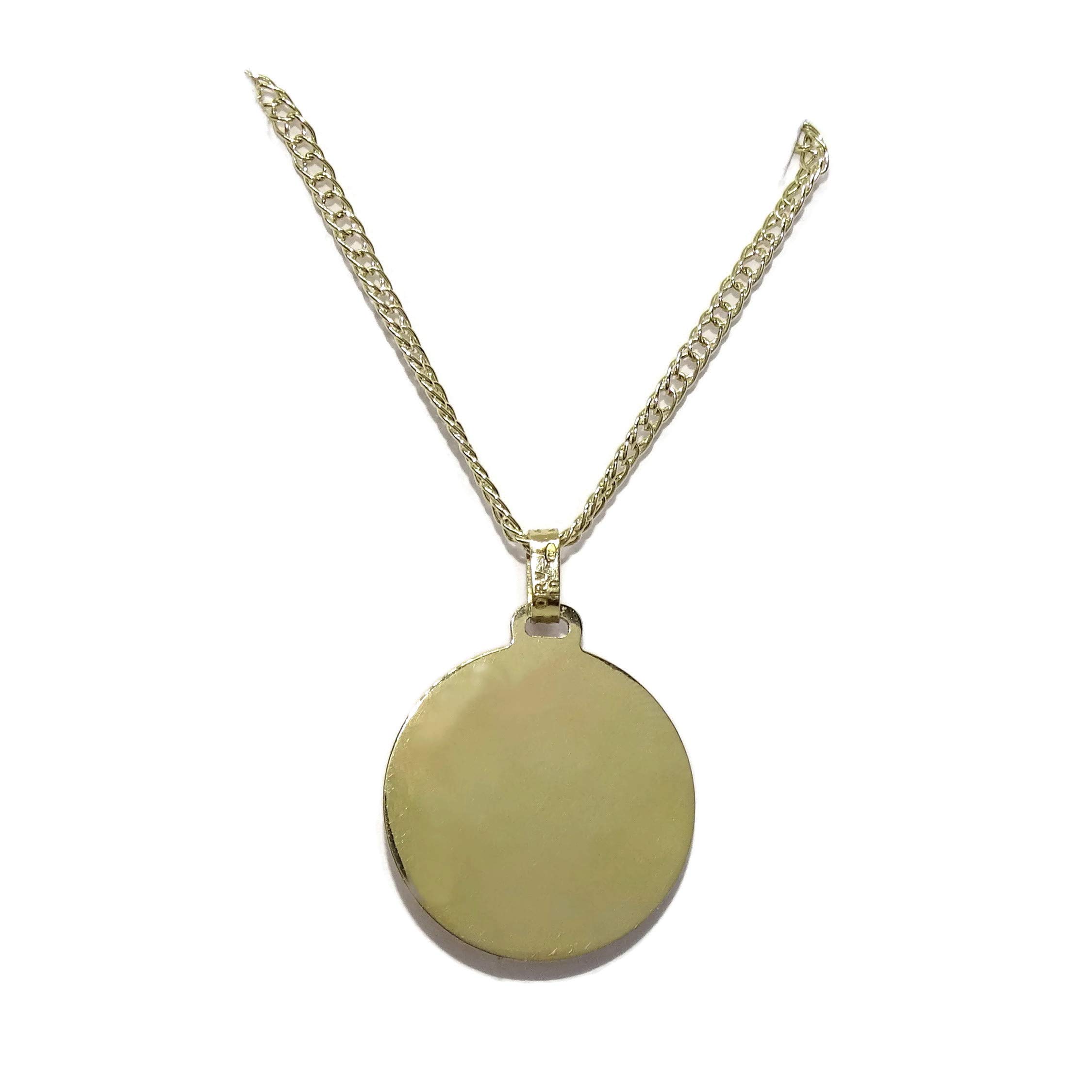 Never Say Never Medalla para comunión de oro bicolor de 18ktes con cadena doble hilo 45cm. 18mm de diámetro la medalla
