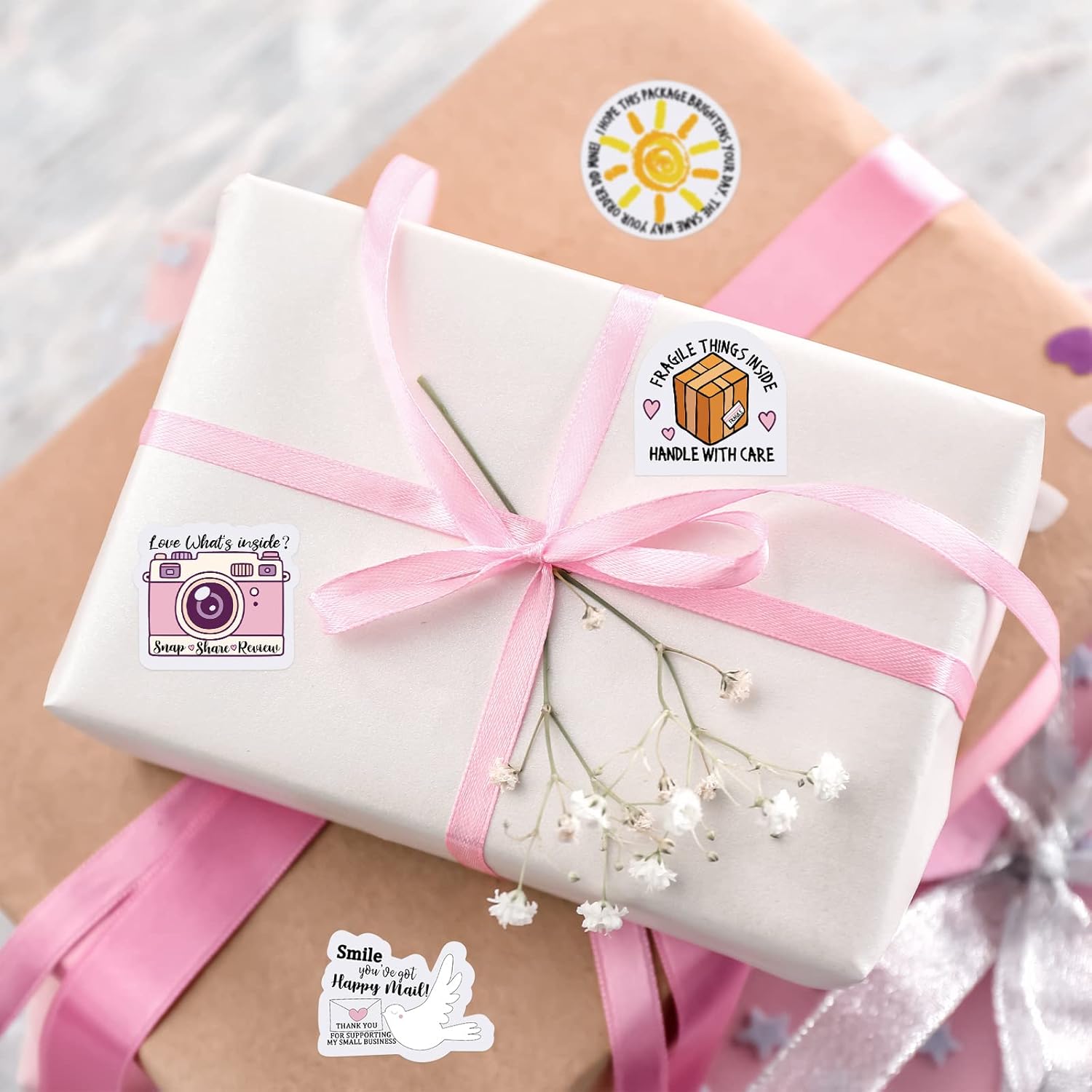 500 Pieces Thank You Stickers Small Business Shop Business Stickers Package Labels for Envelope Seals Gift Bags Packaging, 4 Styles, 1.77 Inches - Image 4