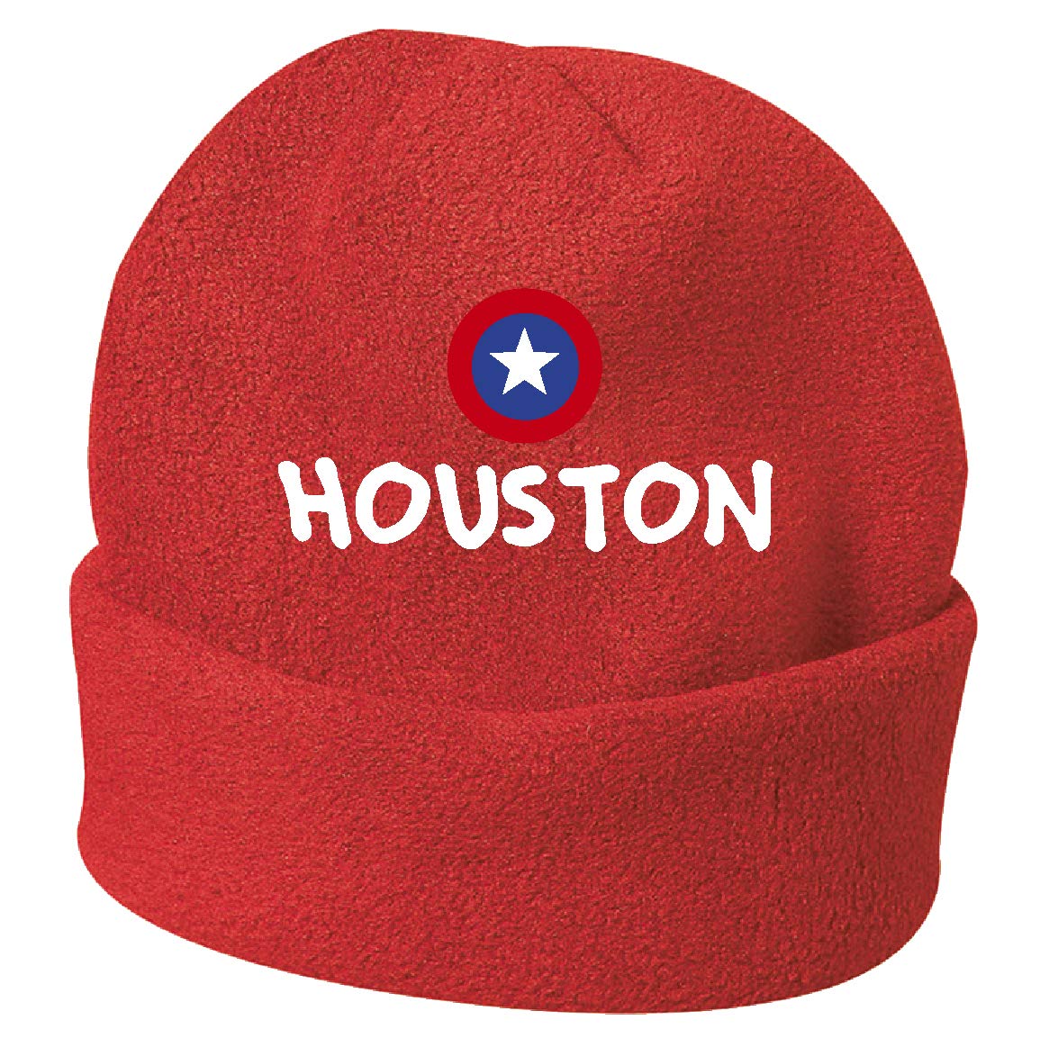 Chapeau d'hiver Houston USA rouge brodé en polaire douce Typolitographie Ghisleri
