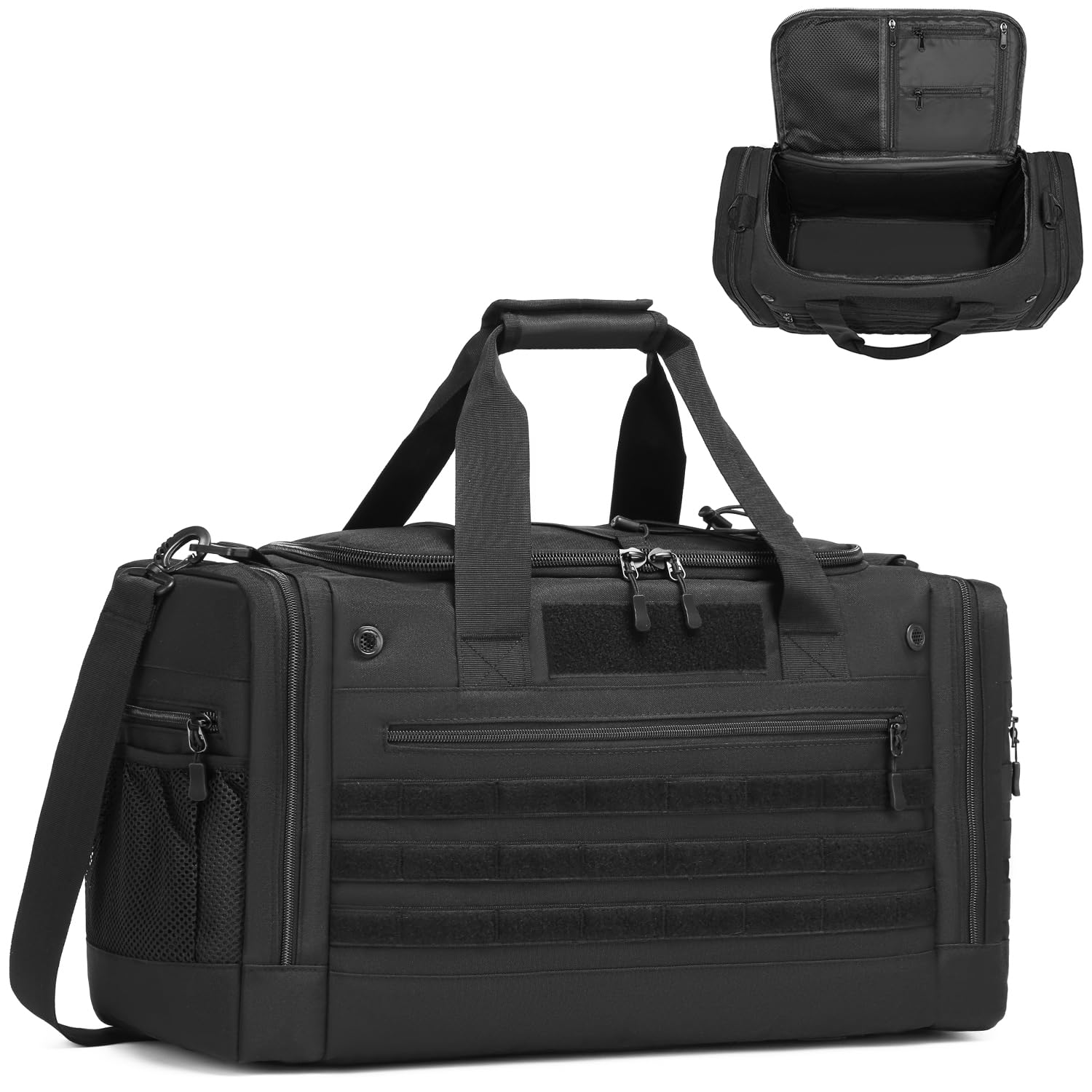 Torba sportowa męska 45L z 2 przegrodami, torba podróżna taktyczna, sportowa torba duffle do siłowni, fitness, weekendu, sauny, czarny, 56 x 23 x 33 cm