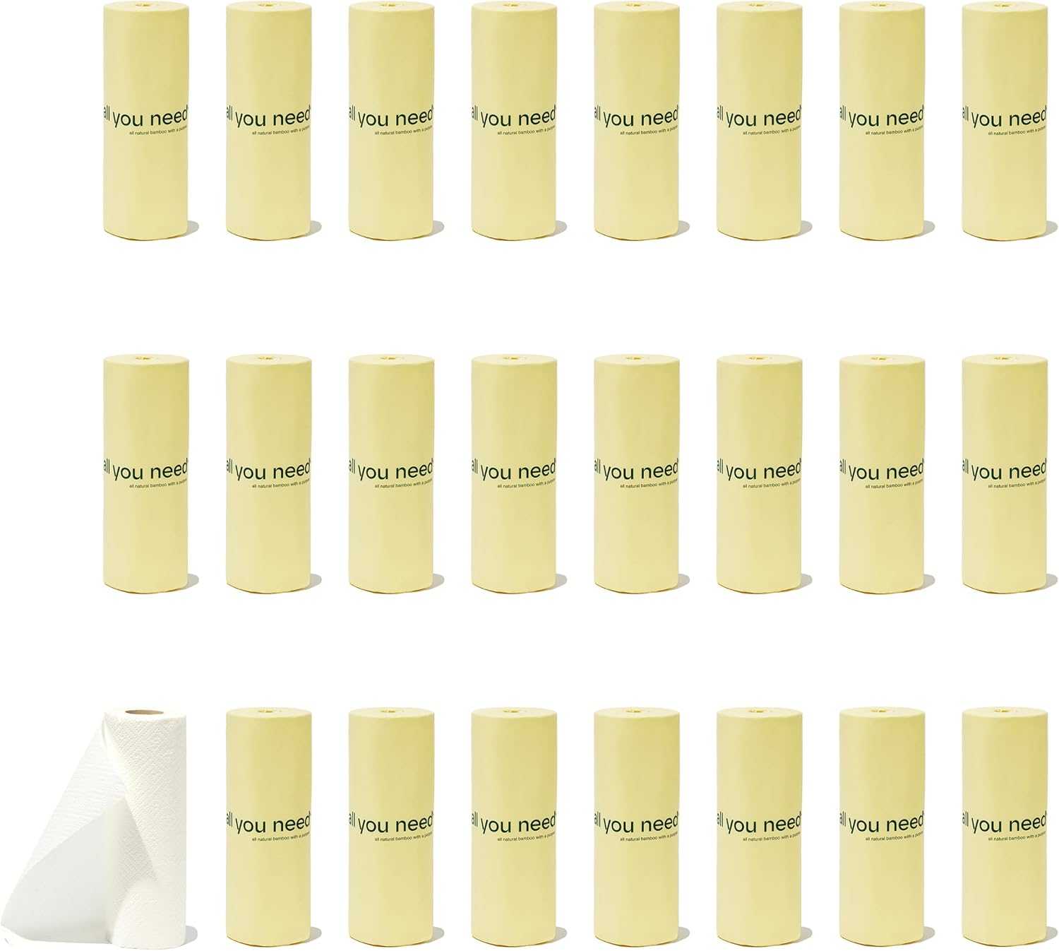 All You Need Bamboo Paper Towels - 24 Pack - Heavy Duty 3-Ply Kitchen Rolls