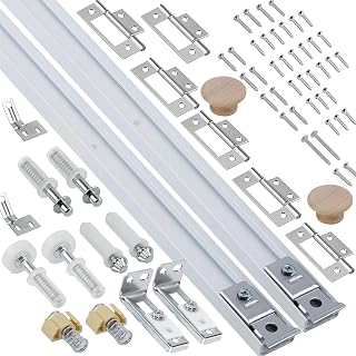 Bifold Door Hardware Kit, 2-Pack 30-Inch Bi-fold Closet Door Track Kit Bifold Closet Door Hardware Kit Folding Door Hardware Repair Replacement Tool Kit, Can Be Connected Into 60Inch