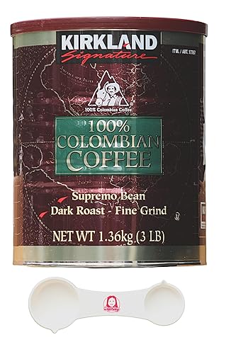Miniatura 3 de Kirkland Signature - Paquete de café tostado oscuro 100% colombiano (3 libras) con cuchara medidora Sophley de bonificación, sabor rico y