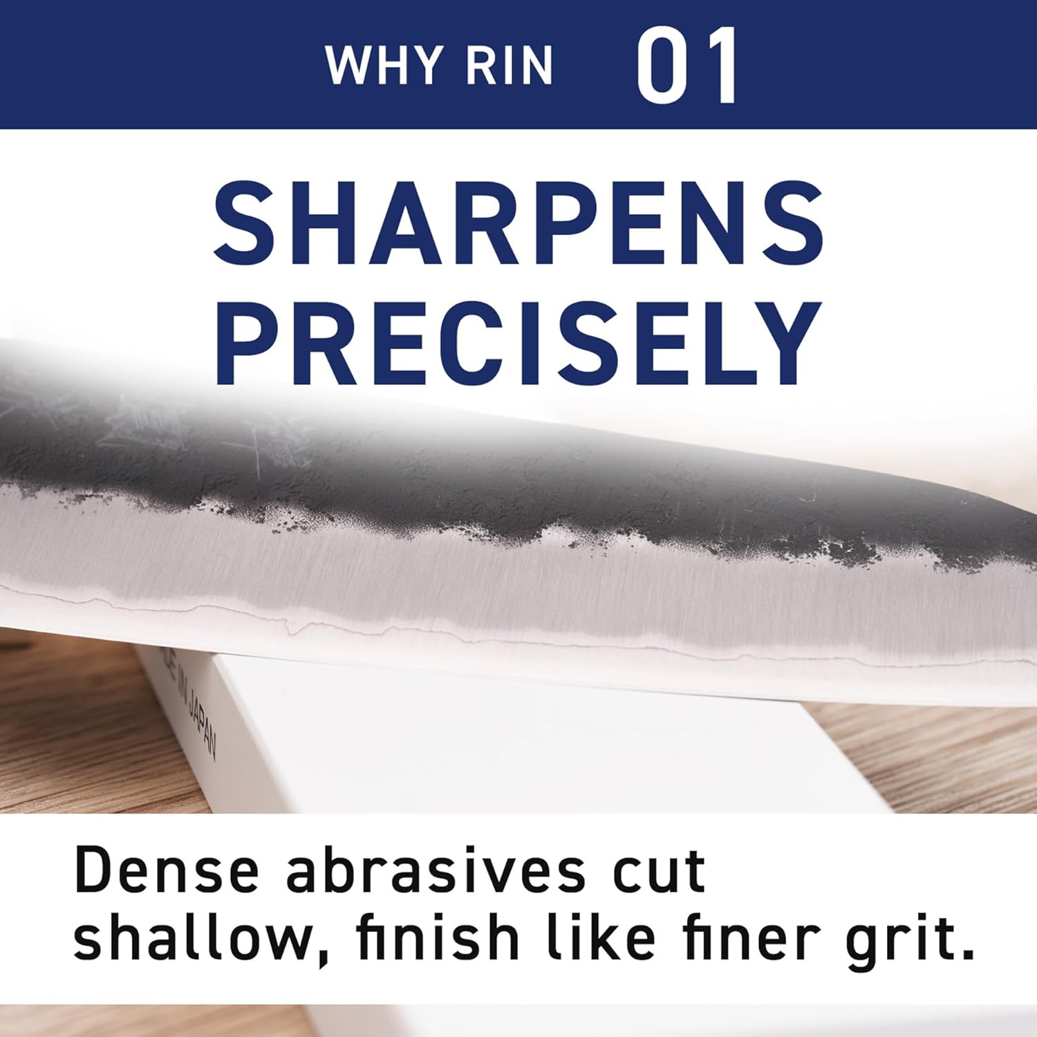 RIN [High-density. Tightly compacted.] Splash & Go, Whetstone Sharpening stone grit w/Nagura, 7.1" x 2.4" x 0.8" (Ideal for home-use), Made in Japan (#3000)