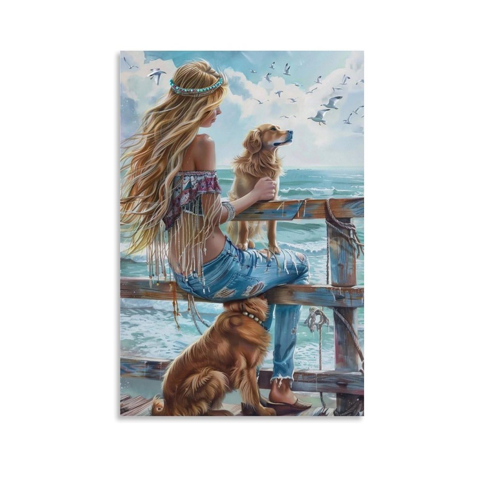 HUERYRYHY Nostalgic Bright Seaside Boho 02 Poster Wall Art Canvas Vintage Aesthetic Painting Decor for Rooms 20x30inch Unframe-style