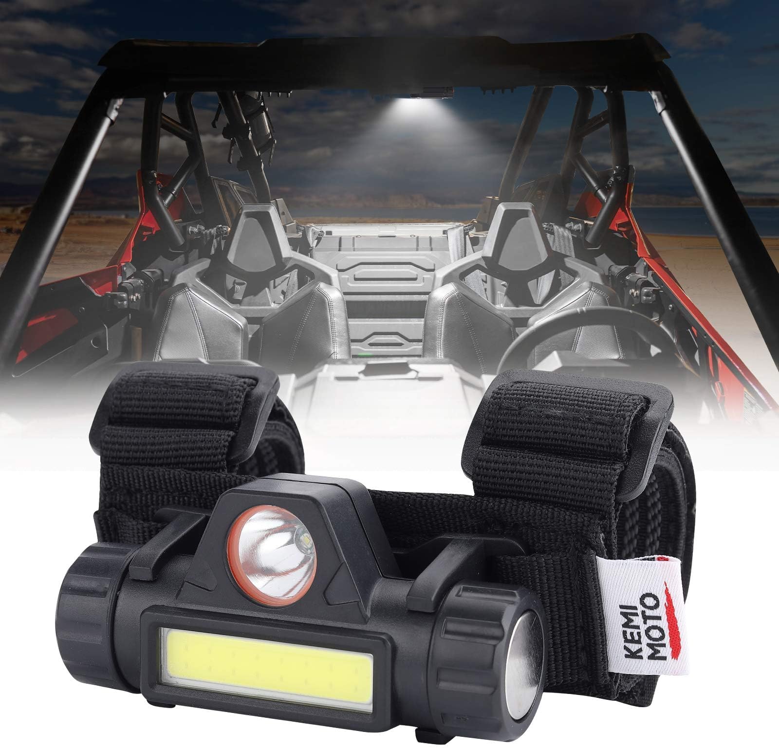 KEMIMOTO UTV Dome Light Roll Bar Cage Mount Interior Lights Compatible with Polaris RZR Can Am Talon Kawasaki Golf Cart Boat Off-Road-Work for 1.5 in-2.0 in Ironwork 1-Pack