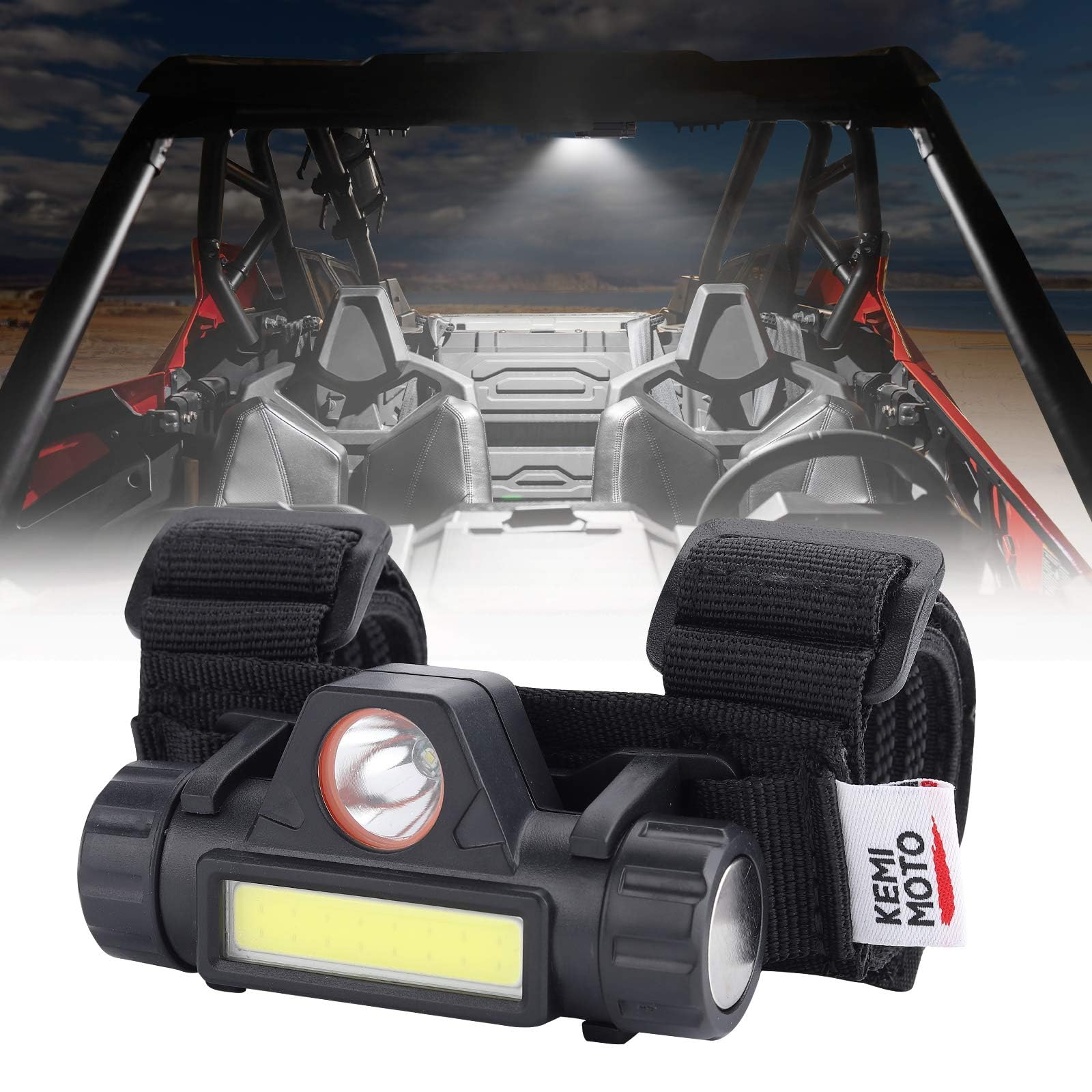 kemimoto UTV Dome Light Roll Bar Cage Mount Interior Lights Compatible with Polaris RZR Can Am Talon Kawasaki Golf Cart Boat Off-Road-Work for 1.25"-2.0" Roll Bar or Ironwork (2 Pack)