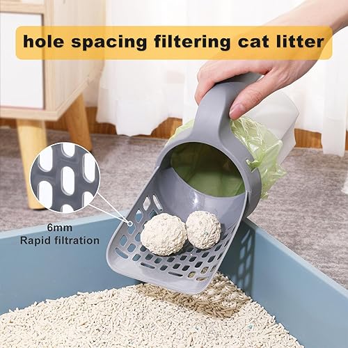 Miniatura 3 de Cuchara de arena para gatos con bolsa de repuesto para mascotas, pala de arena duradera para gatos, pala de arena para gatos, pala portátil para