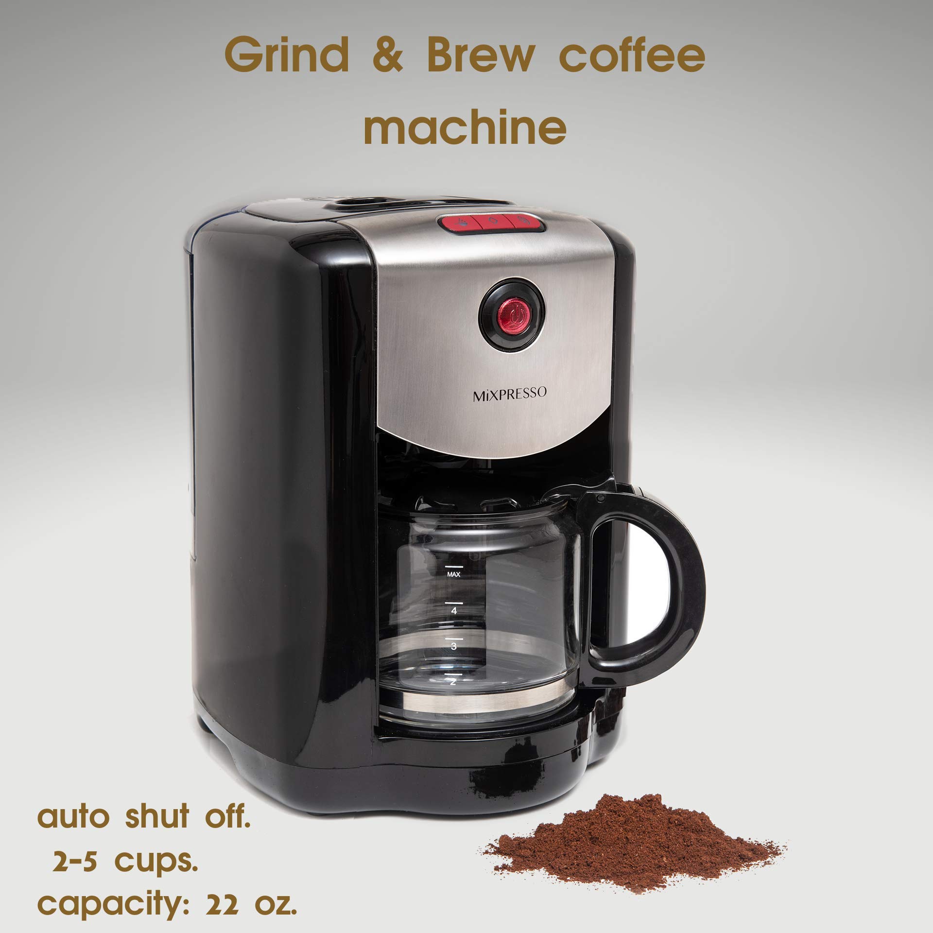 Programmable Grind & Brew Auto Start Coffee Maker with Builtin Coffee