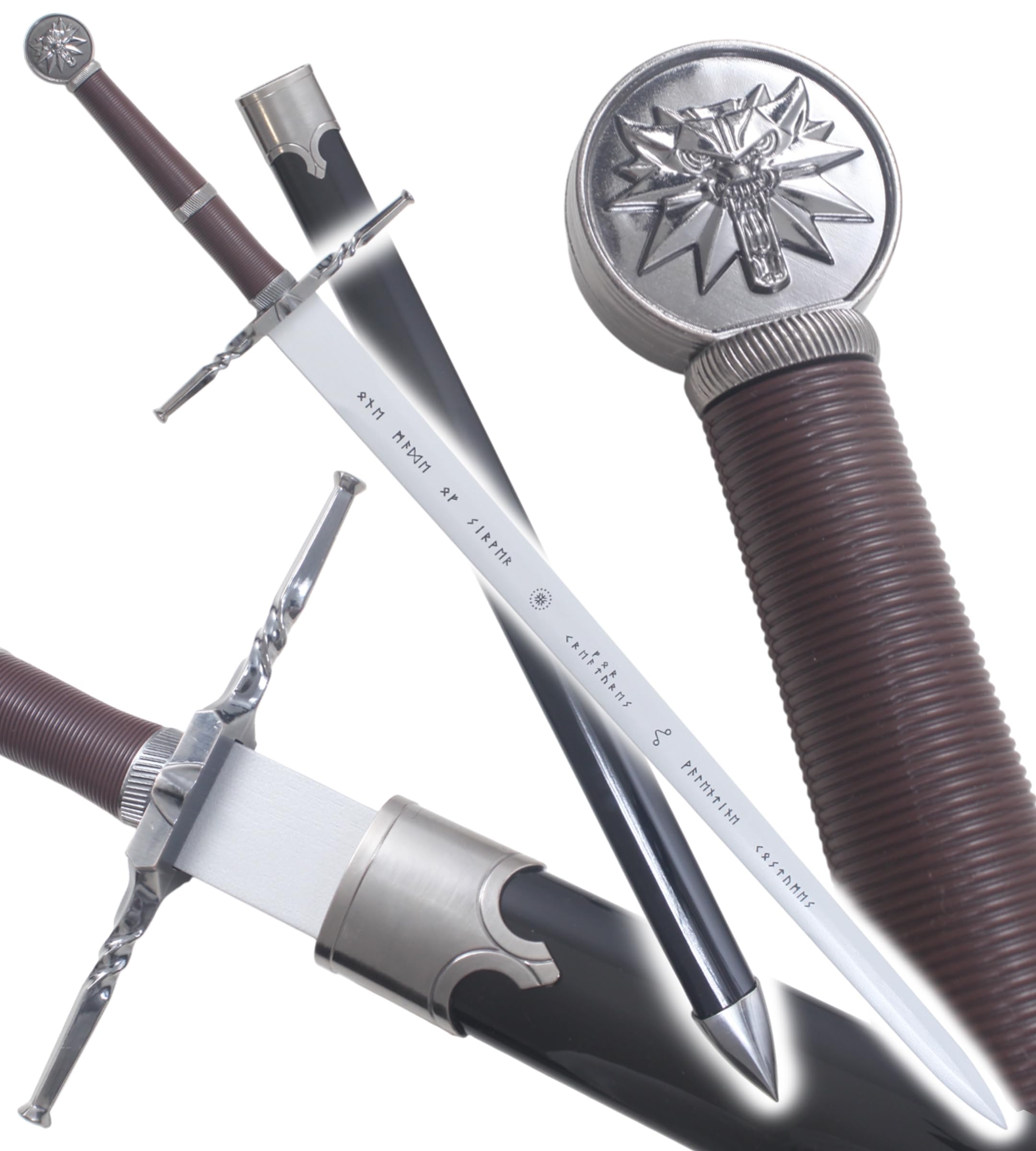 Geralt de RIV Epee en Bois Sorceleur Replique Epee Wolf Sabre + Fourreau en ABS