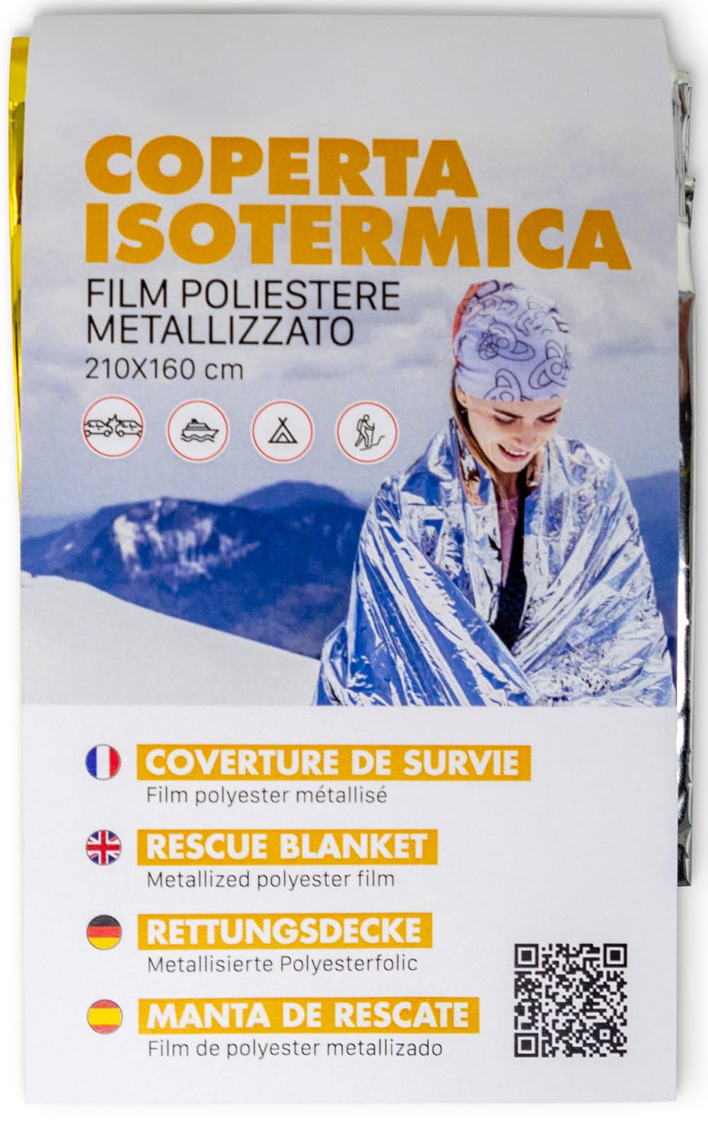 24 coperte isotermiche emergenza Pronto Soccoros oro/argento cm.160x210 alluminio/alluminio dorato