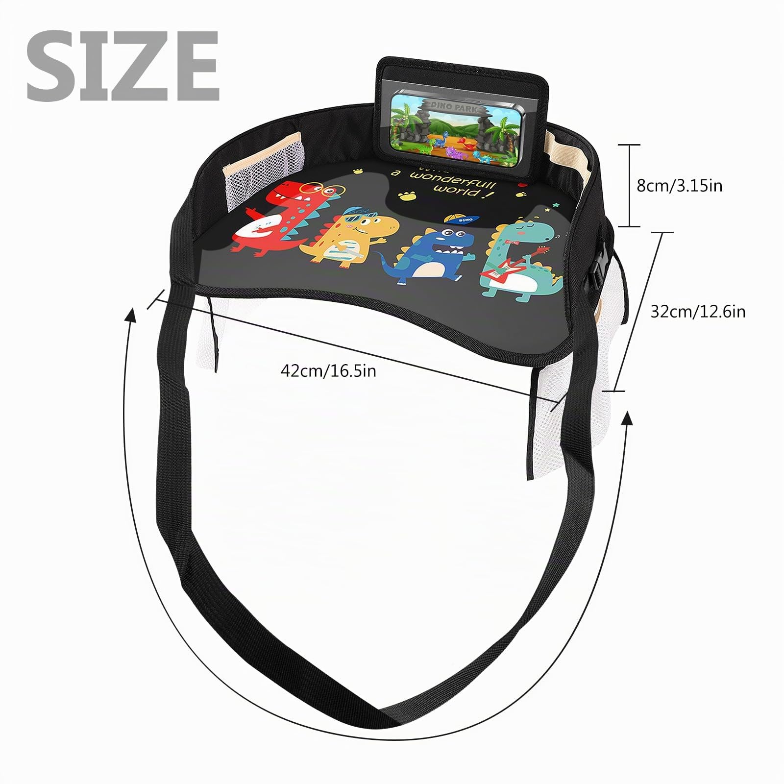 Bandeja para las Rodillas para Niños, Mesa de Viaje, Asiento de Coche Con Bolsillos de Red, para Juego y Comedor