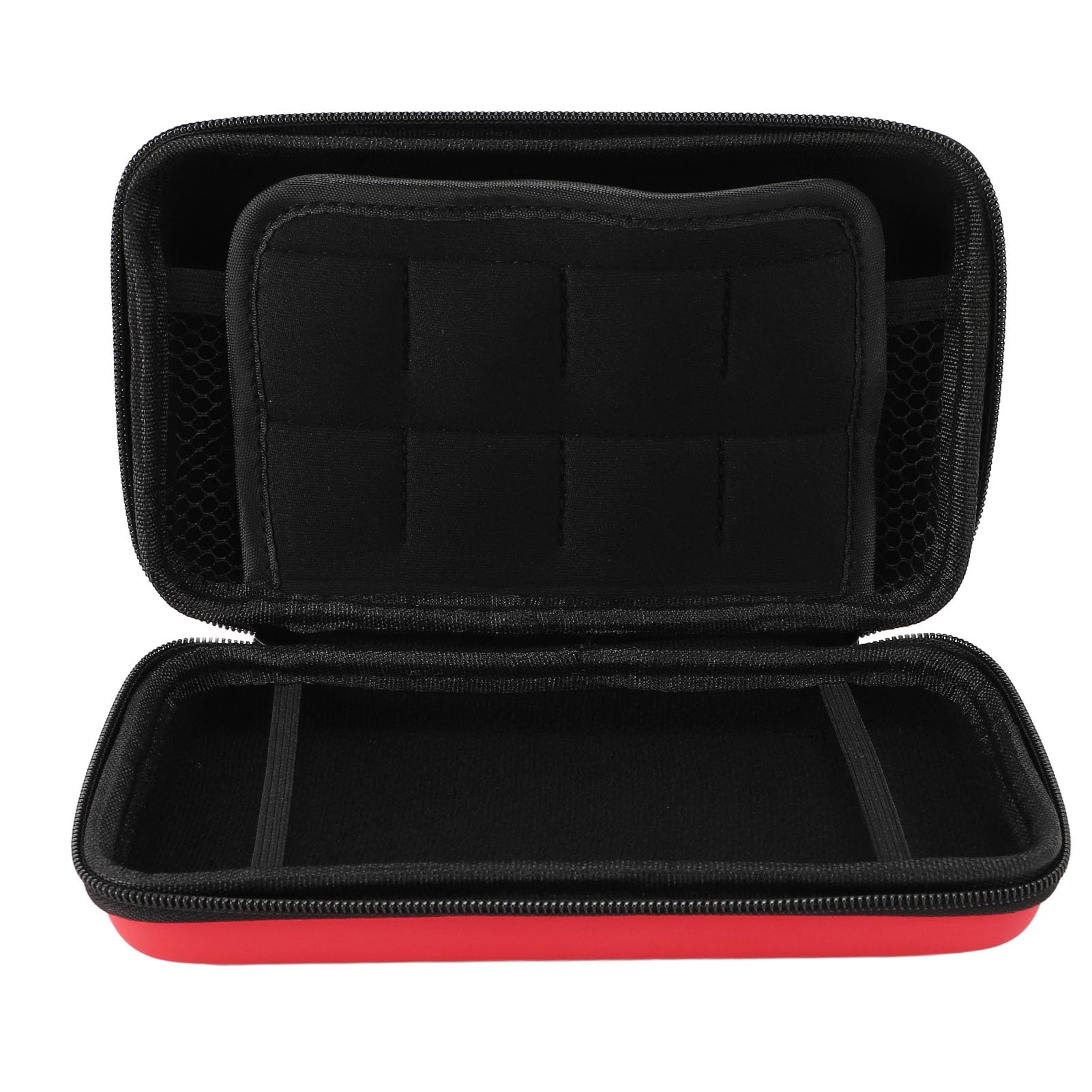 Étui De Transport Rigide Pour Nintendo 2DS XL / 3DS / New 3DS XL - 16 Emplacements Cartouches - Sangle élastique De Maintien - Noir/rouge