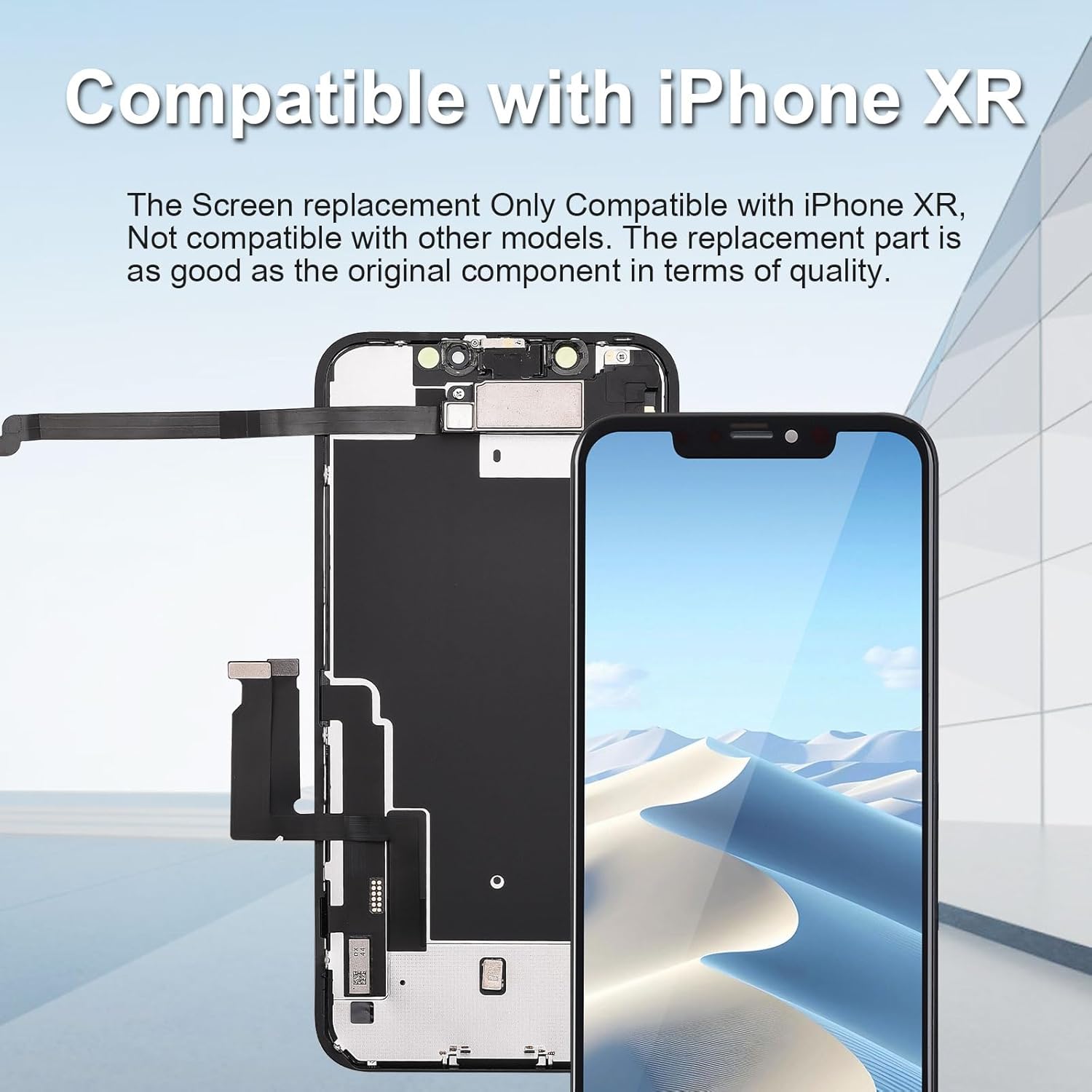 for iPhone XR Screen Replacement 6.1 inch Assembled with 3D LCD Screen Earpiece Ear Speaker Screen Protector Proximity and Ambient Light Sensor and Full Repair Tools Kit A1984 A2105 A2106 A2108