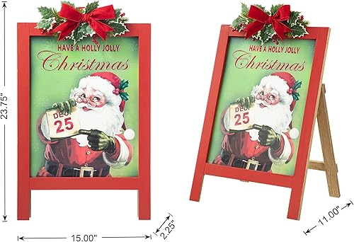 Miniatura 2 de Glitzhome Letrero decorativo de Navidad con marco en A, de madera, con texto en inglés "Have a Holly Jolly", caballete de Navidad, decoración de