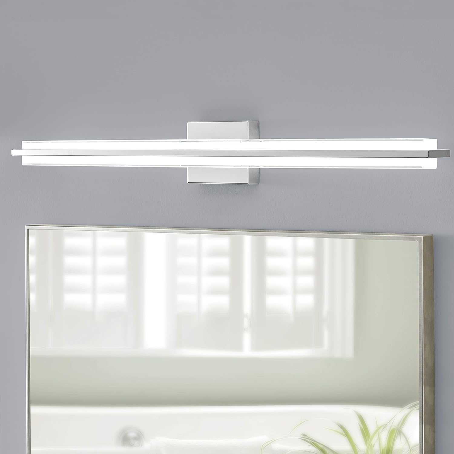 Linea di Liara Dario 36 Inch LED Vanity Light Bar Bathroom Lights Over Mirror and Bathroom Sink Led Light Polished Chrome Modern Bathroom Wall Lighting Fixtures, White Frosted Glass Shade, UL Listed