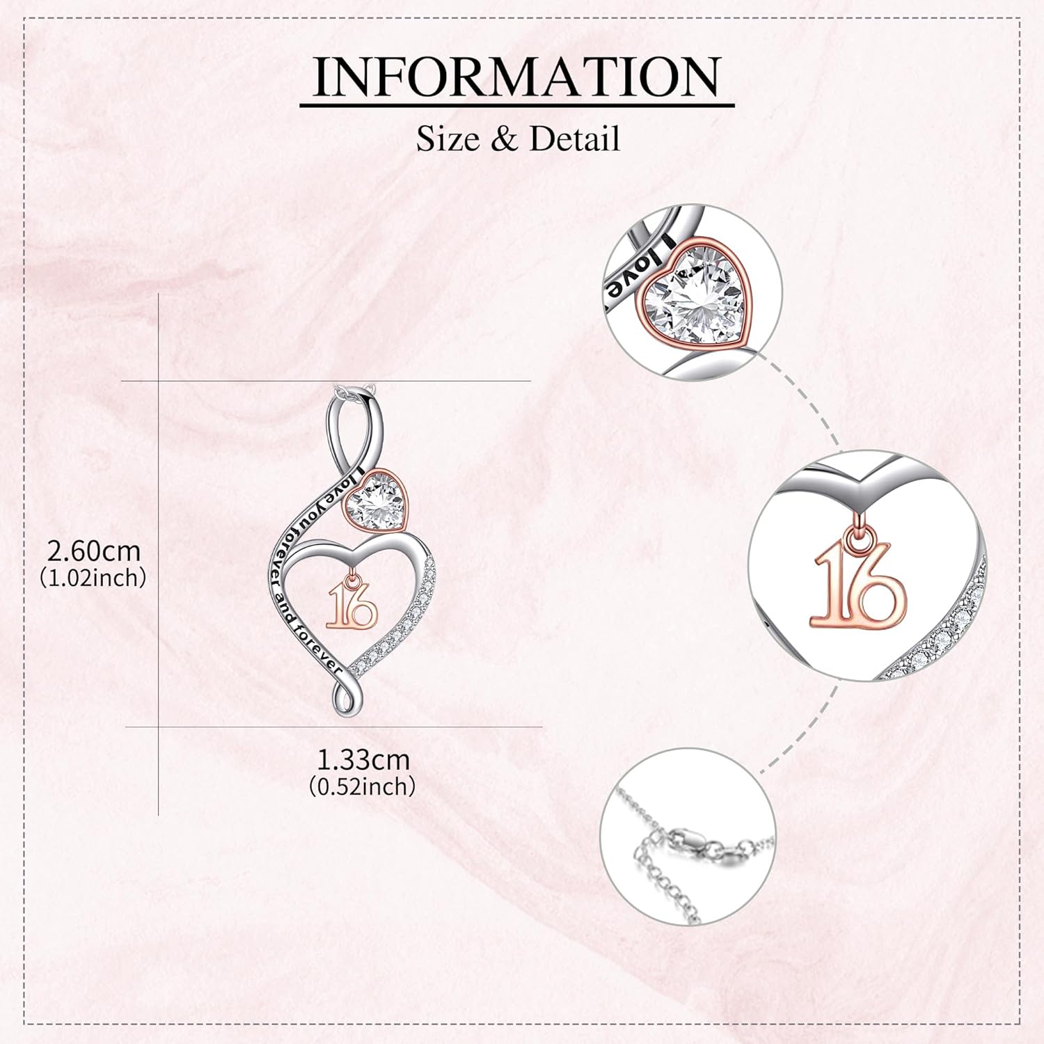 16 18 21 30 Heart Necklace 925 Sterling Silver Birthday Pendant Necklace Heart Jewelry for Women Gifts - Image 4