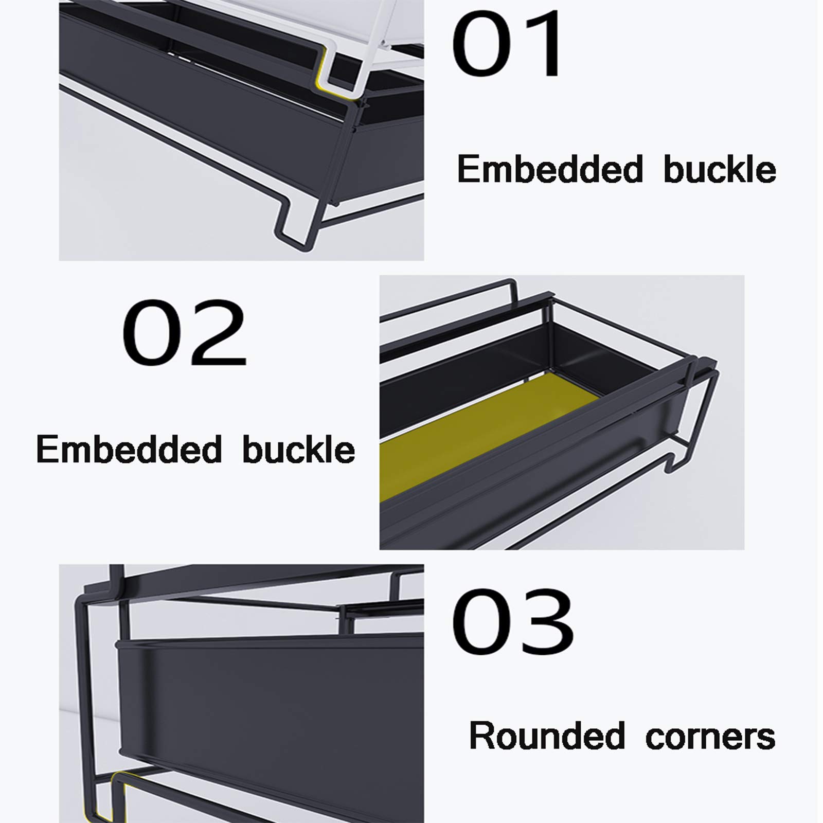 Gewürzregal Organizer Für Kabinett, 2Tier Spice Fach-Speicher Für Küche Speisekammer Aufsatz-, Dia-Heraus Doppelgewürzregal Oberschrank Organizer (Schwarz)