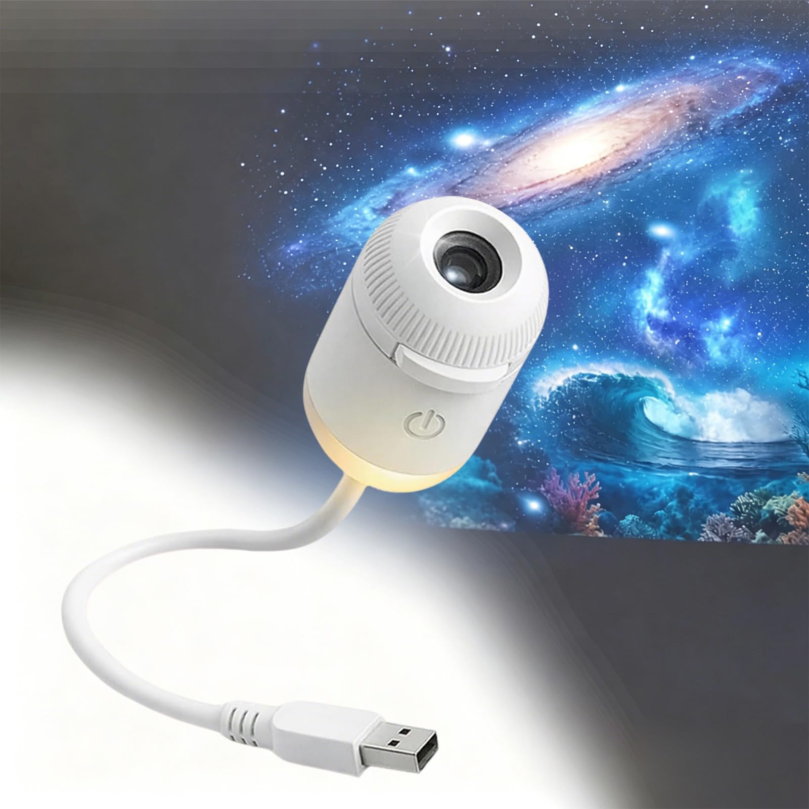 healrize TOPACME HD Smart Dynamic 5D Holographic Night Light Projector, Galaxy & Ocean Star Projector Lamp, 360° Adjustable, USB Powered, LED Ceiling Projector Light Ambient Mood Lighting，1 PC