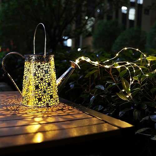 Miniatura 7 de VOOKRY Regadera solar con luces luces solares grandes colgantes de cascada impermeables decoración de jardín al aire libre para patio porche césped