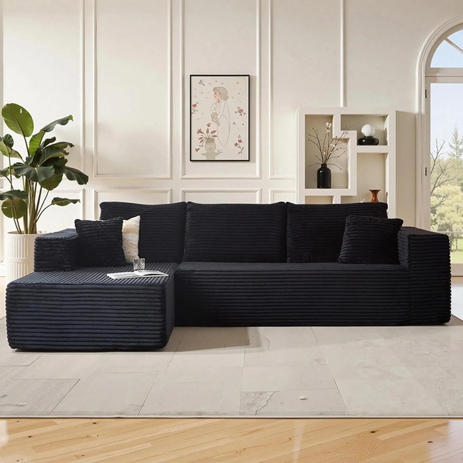Umwandelbares Schlafsofa, L-förmiges Chaiselongue-Sofa mit Kissen