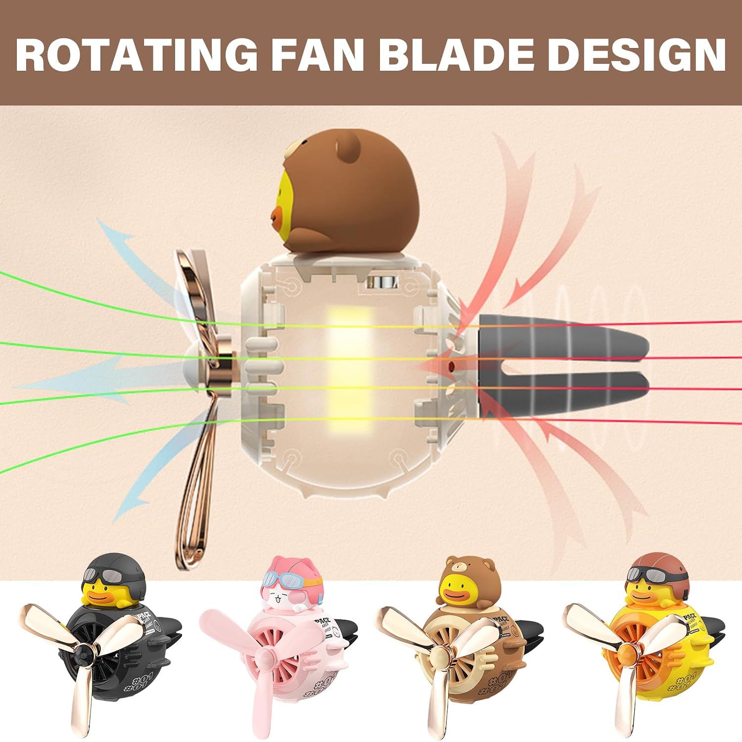 Car Air Fresheners Dolls Lovely Car Diffuser Rotating Propeller Cartoon Automotive Air Outlet Car Perfumes