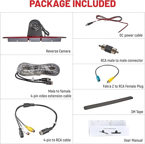 Miniatura 7 de RED WOLF 3 luz de freno de respaldo para cámara de respaldo para Mercedes-Benz Sprinter 2007-2018 Dodge Sprinter VW Crafter Vans Transporter cámara