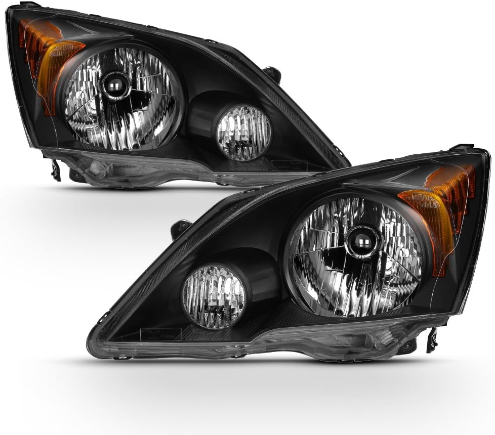 ACANII - For 2007 2008 2009 2010 2011 Honda CR-V CRV Black Housing Headlights Headlamps Assembly Driver + Passenger Side