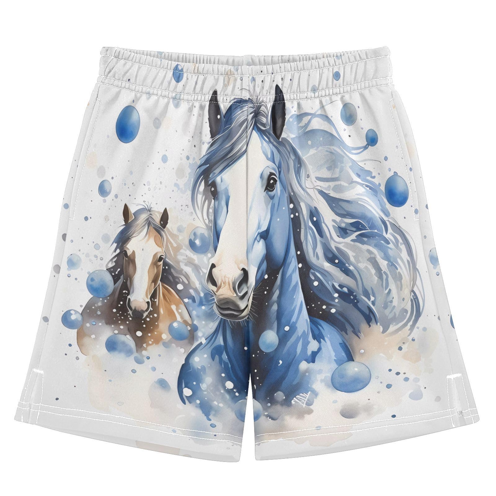 Horse Watercolor Animal Shorts for Boys Summer Athletic Outdoor Boys Shorts Size 9-10 Multicolor
