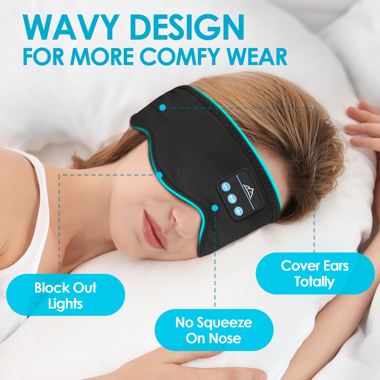 HANPURE Auriculares para Dormir Regalos Originales para Mujer y Hombre: Amigo Invisible Antifaz Cinta Diadema Auriculares Dormir Bluetooth, Orejeras Antiruido Ideas Navidad