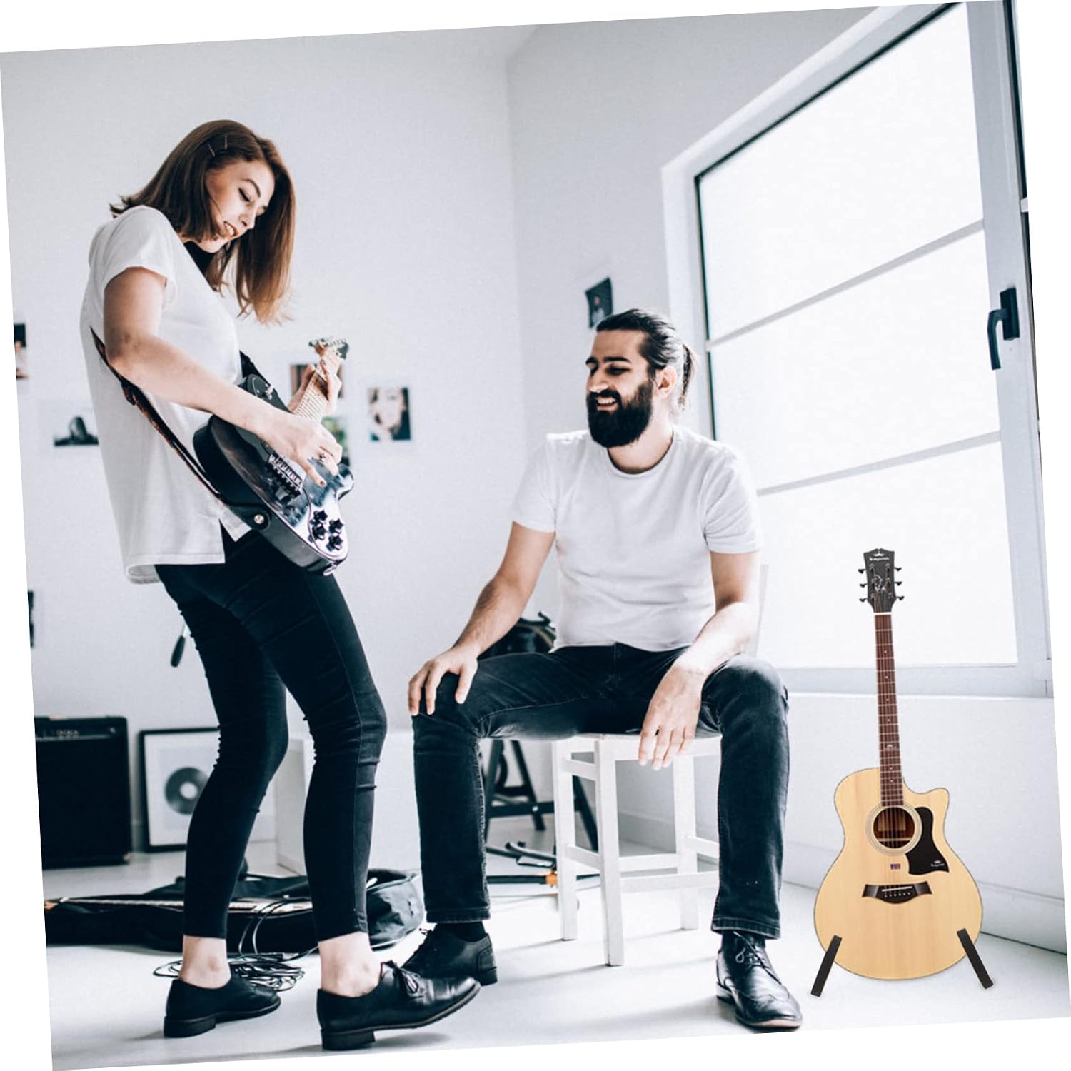 Music Stand Foldable Violin Display Tool Portable Support Bracket Vertical Holder for Guitar Bass Easy to Carry