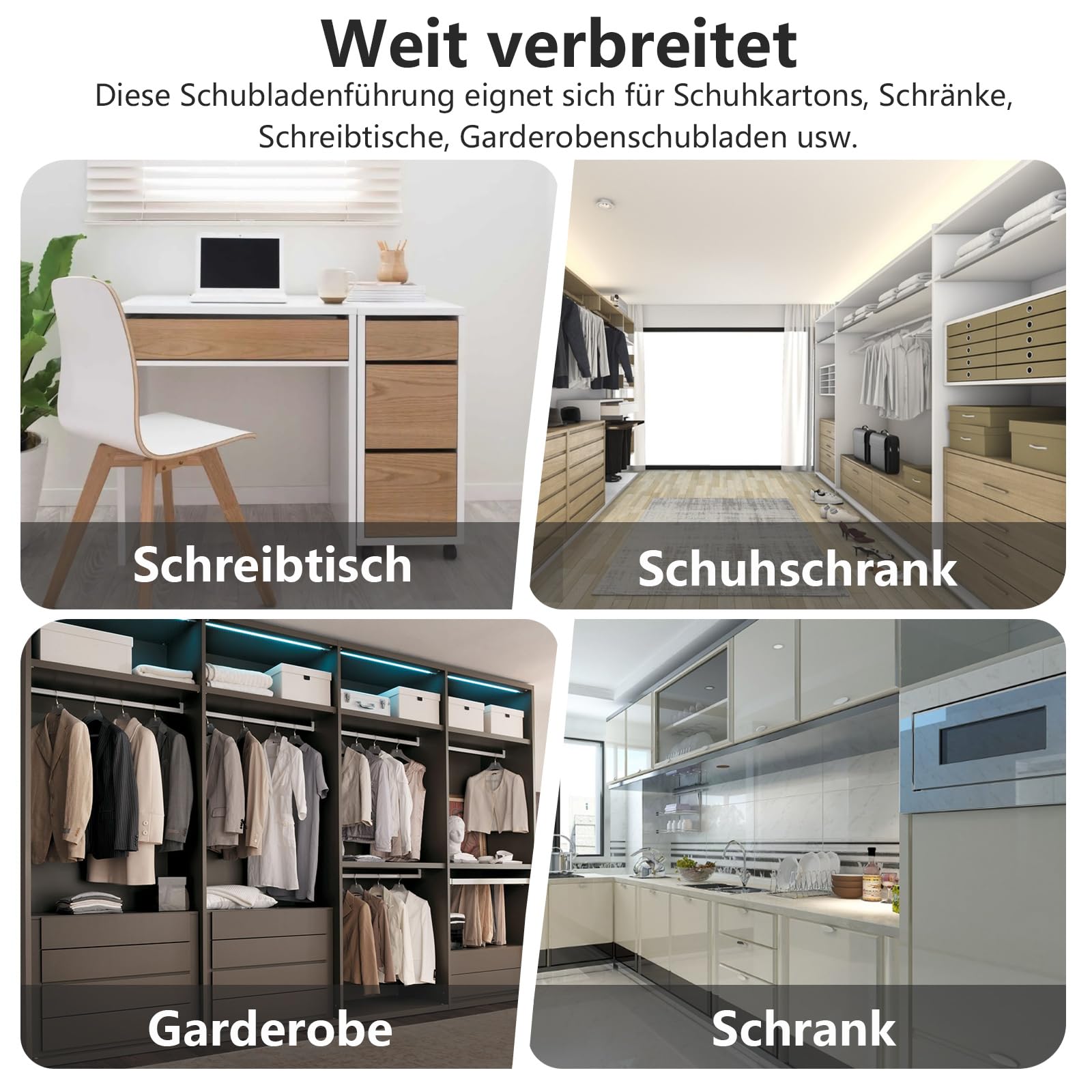 1Paar Hidden Slide Schubladenführungen Schubladenschienen, Unterflurführungen Mit Soft Close System, Auszugsschienen Kugelgelagerten,Silentpuffer Schubladenauszüge,Auszugsschienen Bodenmontage (350MM)