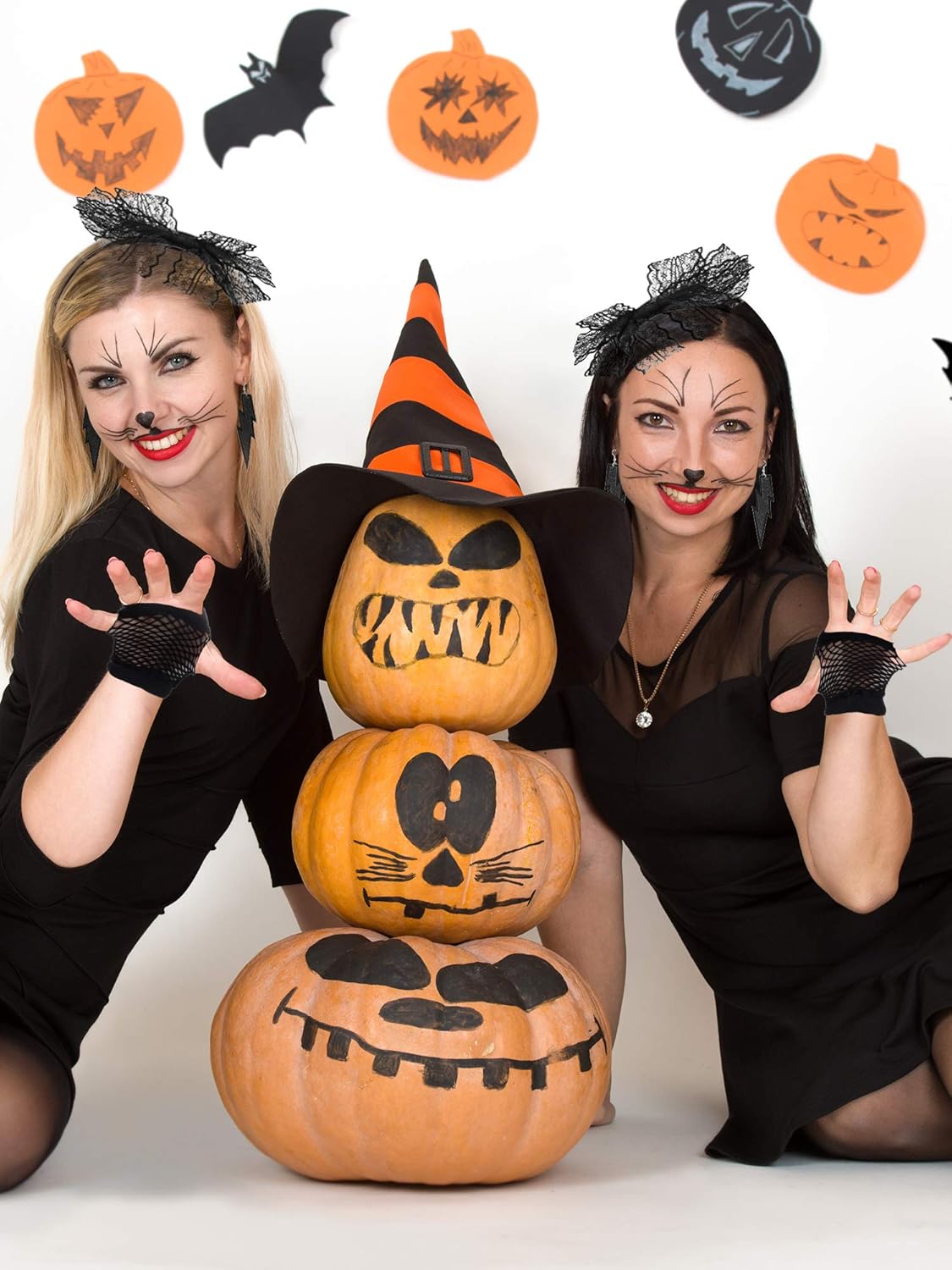 Blulu 80s Accessories Women Lace Headband Earrings Fishnet Gloves Necklace Bracelet for 80s Retro Party Halloween - Image 5