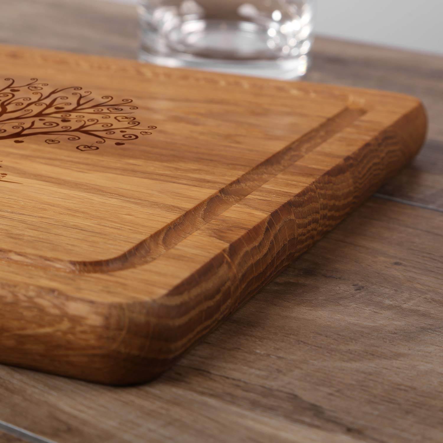 FORYOU24 Holz Schneidebrett dunkel mit Gravur Motiv 05 - personalisiert mit Wunsch-Namen Küchenbrett graviert als Geschenkidee zur Hochzeit