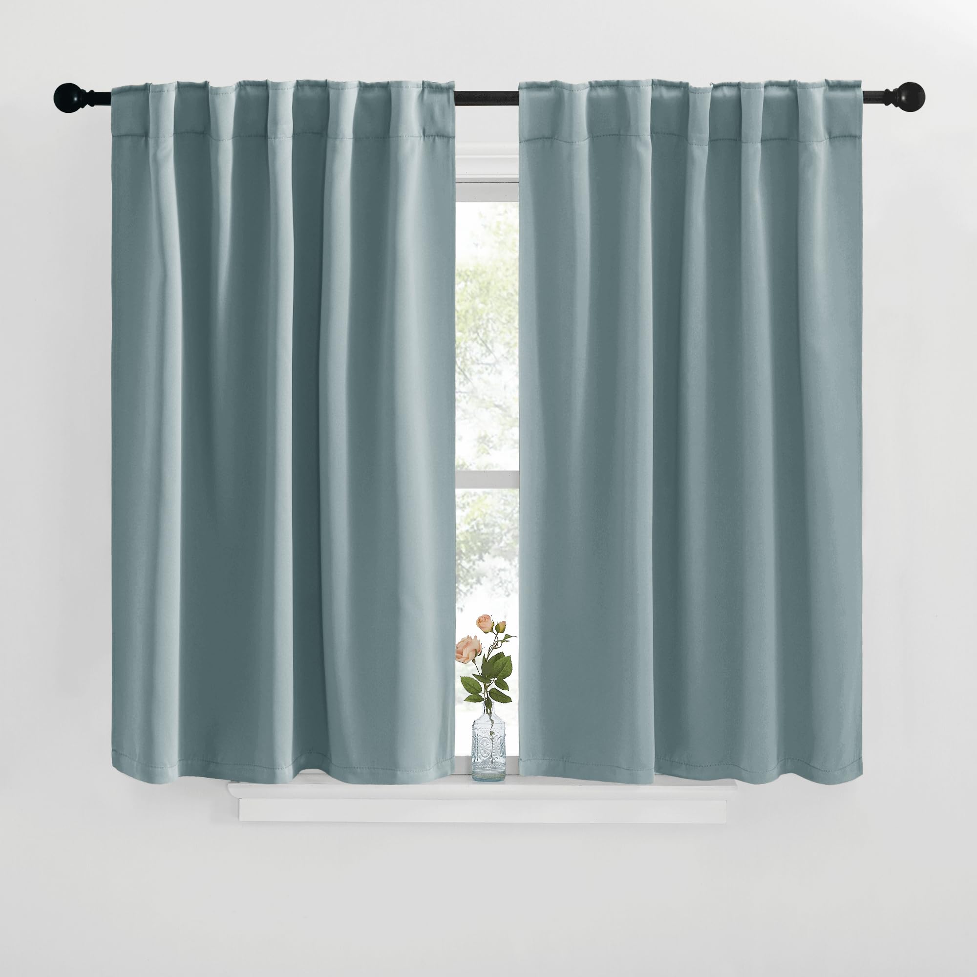 NICETOWN Blackout Window Curtains for Camper - (Stormy Sea Color) 42x40 Inch, 2 Panels Set, Thermal Insulated Room Darkening Blackout Drapes/Draperies with Rod Pocket &amp; Back Tab for Loft