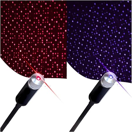 Amazon Weuiean 2個セット 車用 イルミネーション レッド 藍紫色 2色 Usb式 イルミライト Led 車載 雰囲気 ライト 星空 ランプ 取付簡単 車内 パーティー クリスマス 誕生日 バー カラオケ Xk 22 ライト 照明アクセサリー 車 バイク