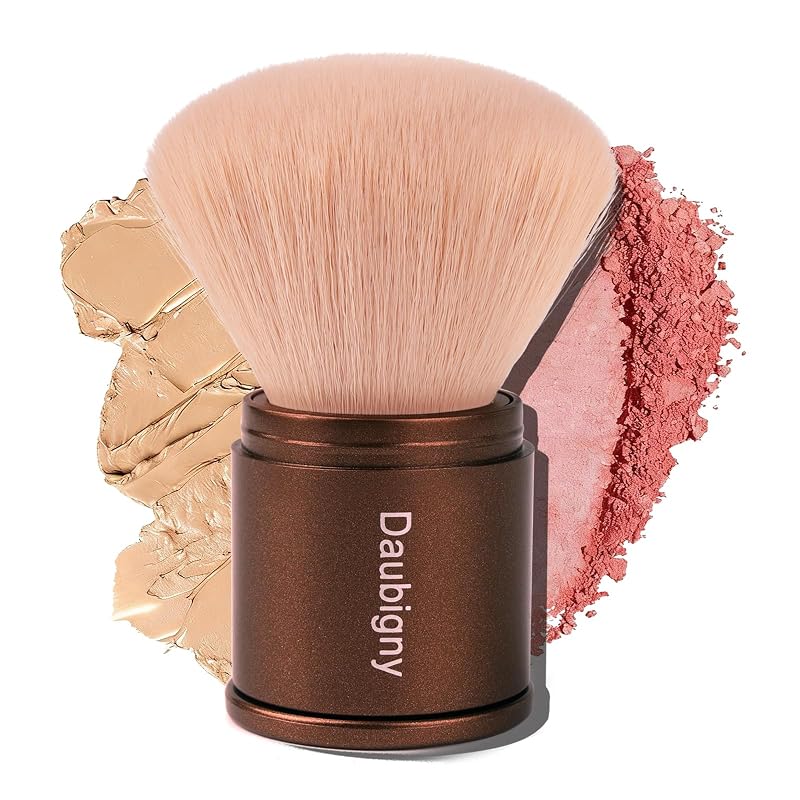 Pincel Kabuki retrátil Daubigny para pó, base, blush e bronzer — Champagne