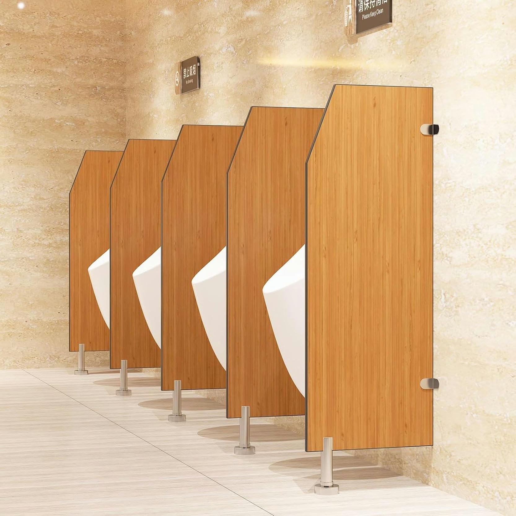 GTHTUHFD Stainless Steel Urinal Partition With Baffle Screen For Public Toilets,Wood Floor