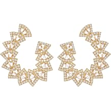 Sterling Silver White Crystal Hoop Round Stud Earrings for Women Cubic Zirconia Hypoallergenic Rhinestone Statement earrings for Wedding Party Prom Gifts