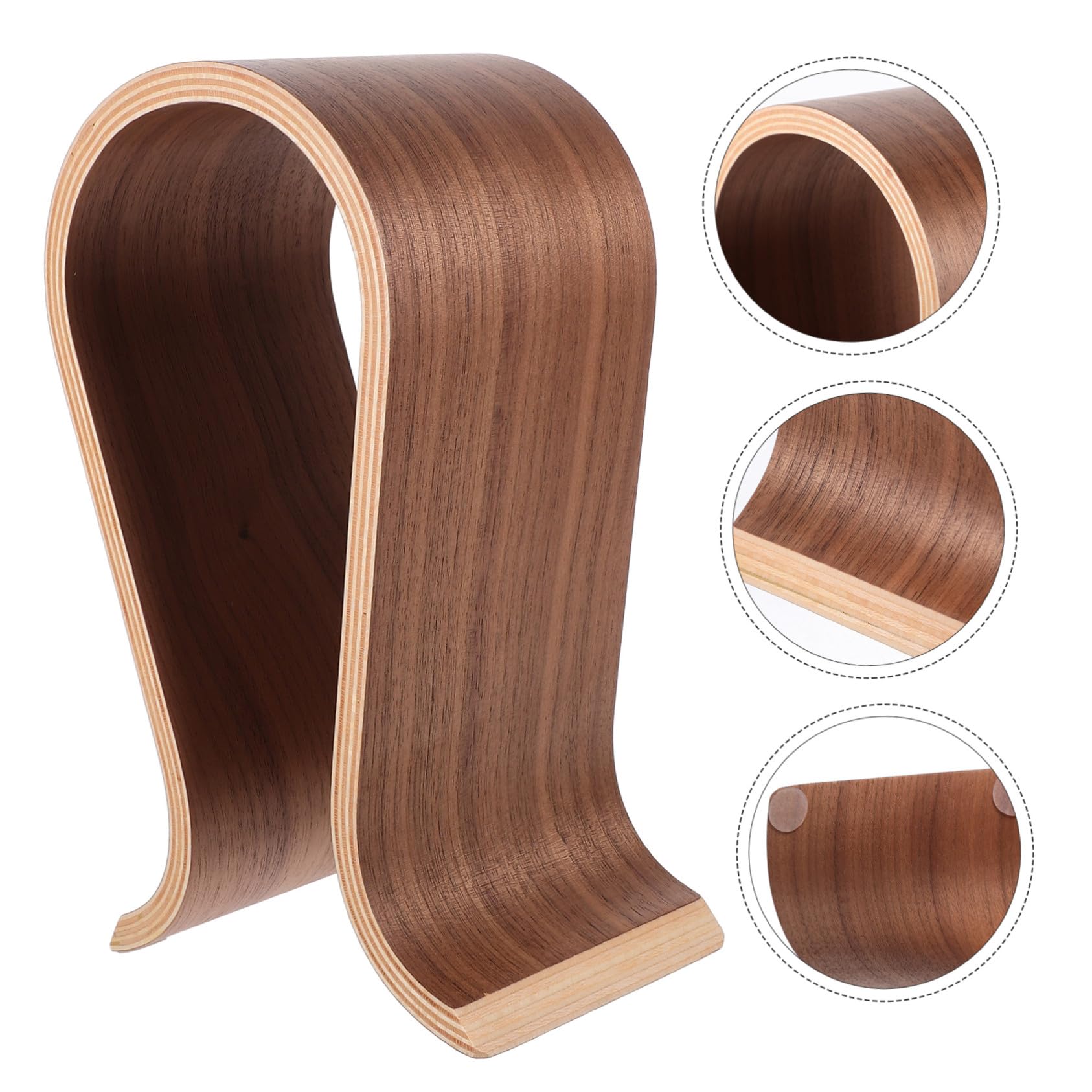 Operitacx Soporte Auriculares Madera Nogal Diseño U Soporte Escritorio Estable para Cascos Diadema Hogar Oficina