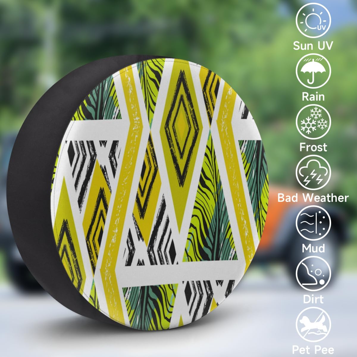 Abstract Art Stripe Tire Covers Portable Spare Tire Cover Soft Durable Waterproof Dustproof Set of 4 Bags 16 Inches for Car Truck SUV Trailer Camper