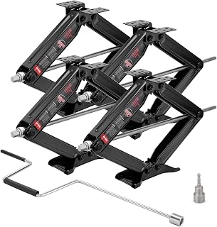 Kohree 8000 lbs RV Stabilizer Jacks 24", Leveling Scissor Jacks for Travel Trailer, Set of 4, Heavy Duty Camper Stabilizer Jacks Kit with Anti-Slip Handle and Drill Socket, Easy to Install