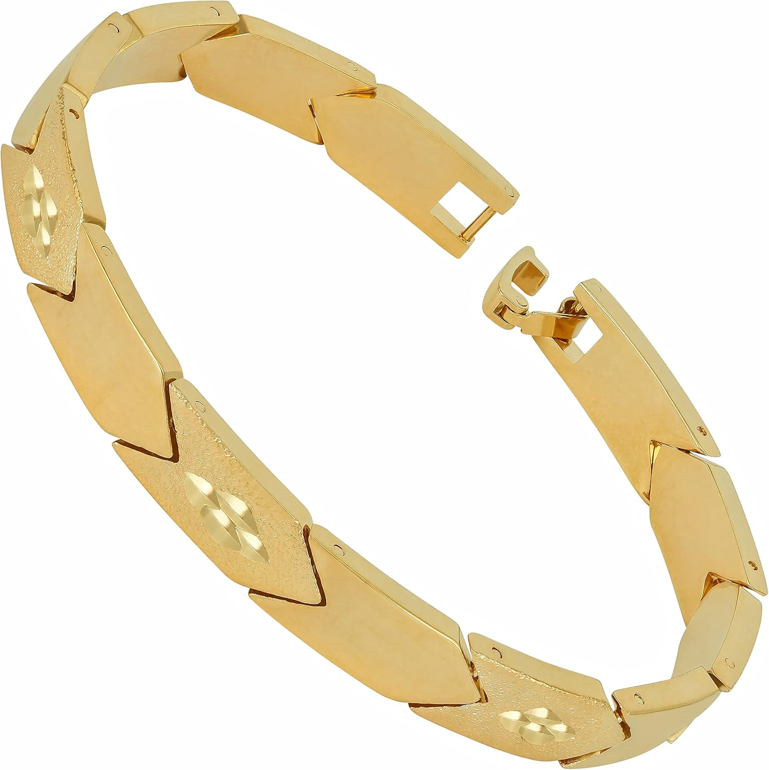 LIFETIME JEWELRY Polished Arrow Bar Link Bracelets for Women and Men 24k Gold Plated