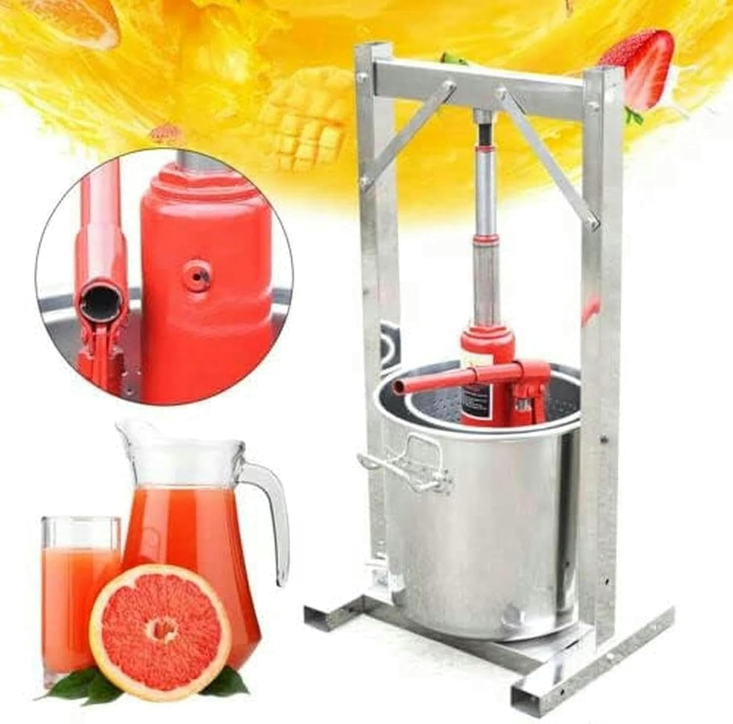 12L Fruit Wine Press Grape Crusher Juice Maker with Hydraulic Jack 304 Stainless Steel Fruit Press Cider for Wine, Cider, Vegetables Making Fruit Crusher~/