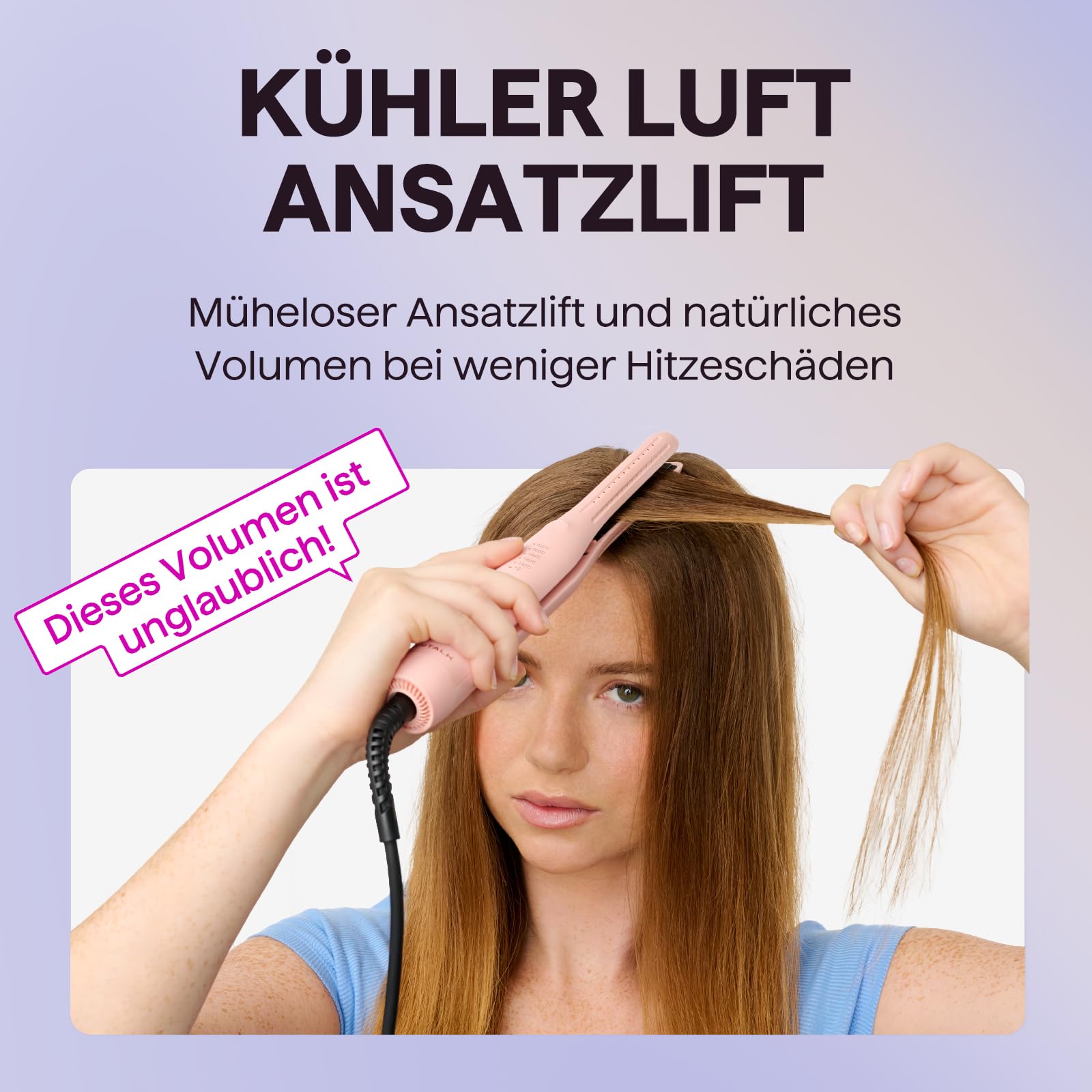 Wavytalk Cool Curl Pencil Lisseur Cheveux, Boucleur à Cheveux et Mini Lisseur Cheveux Court 3 en 1 avec air froid 360°, pour frange, racines et boucles