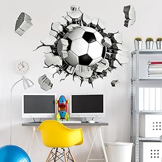 Adhesivos decorativos de fútbol, decoración autoadhesiva e impermeable con motivos divertidos de fútbol en 3D para la habitación infantil; mural deportivo para la habitación, la sala de juegos, la v