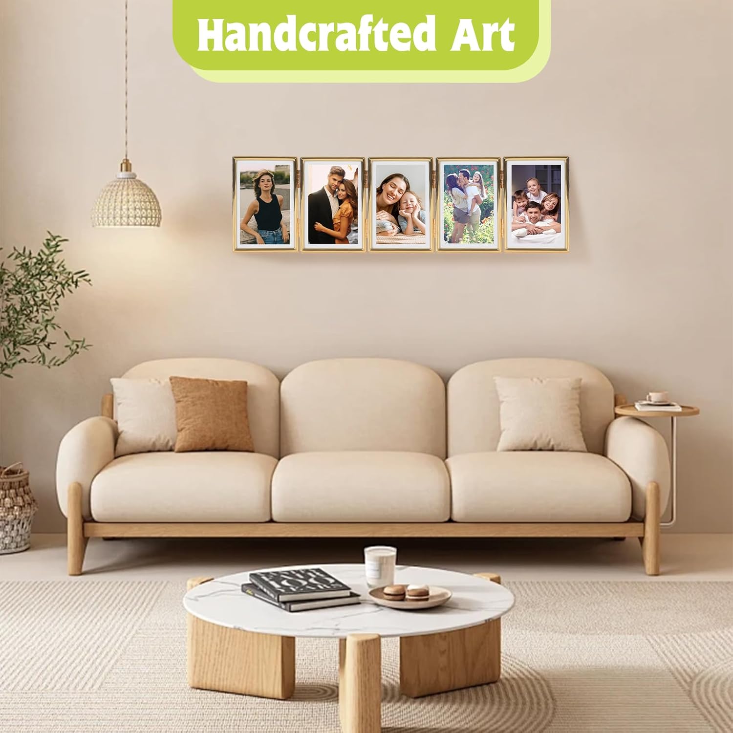 5 Folding Hinged Picture Frame 3.5 x 5'' Folding Picture Frames Foldable Hinged Collage Photo Frames with 5 Opening for Tabletop Foldable Photo Frame for Desktop Family Collage Birthday Christmas Gift - Image 7