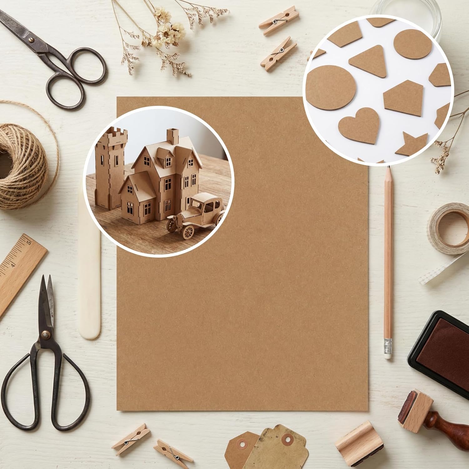 Wtrgas 30 Sheets 10" x 12.5" Brown Chipboard with Grey Core, 80 PT (2mm) Thick Book Board for Book Covers, Scrapbooking, Photo Backing and Craft Projects