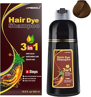 IIIMEIDU Coffee Hair Dye Shampoo 3 in 1 for Gray Hair | Semi Permanent Hair Color Shampoo for Women Men, 500ml