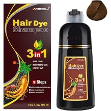 IIIMEIDU Coffee Hair Dye Shampoo 3 in 1 for Gray Hair, Herbal Ingredients Shampoo Hair Dye for Women Men, Grey Coverage 500ml